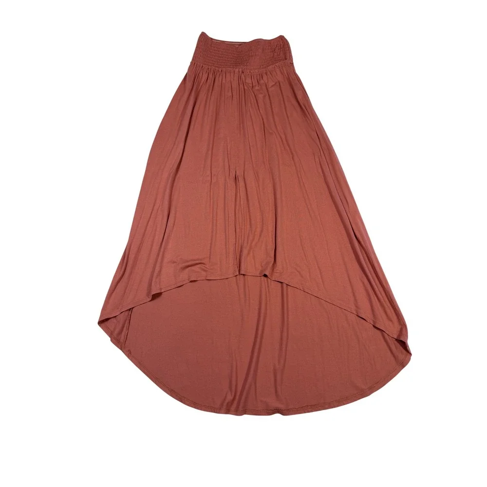 Free People Beach Smocked High Low Maxi Skirt Rose Pink XS